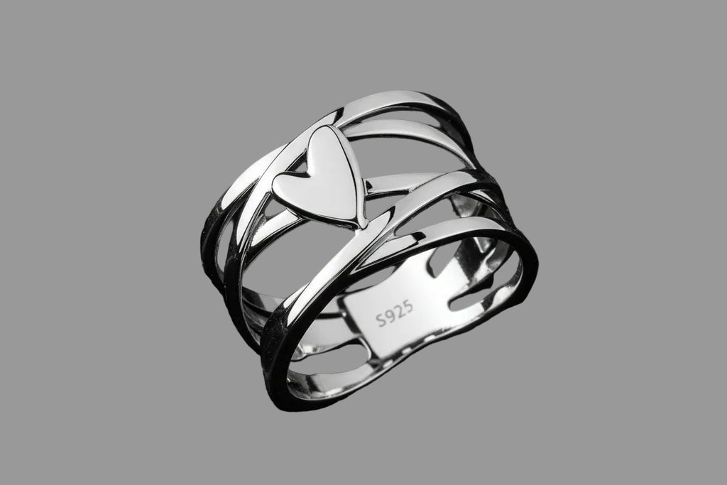 Chic French Style 925 Sterling Silver Heart-Shaped Ring