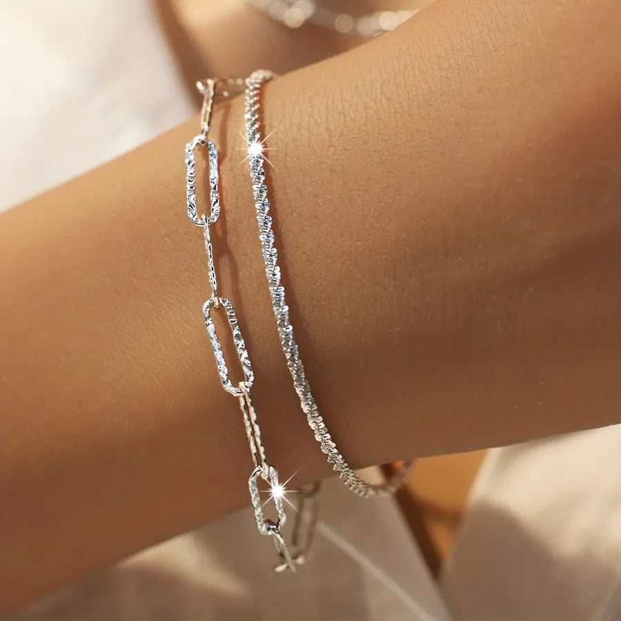 2pcs 925 Sterling Silver Necklace Bracelet set