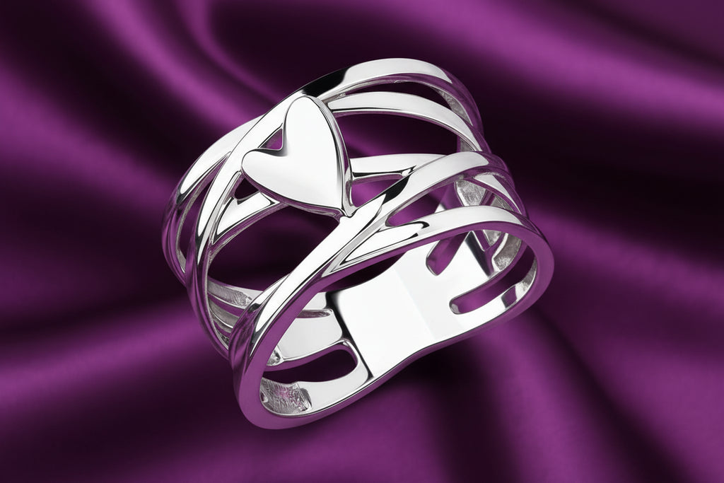 Chic French Style 925 Sterling Silver Heart-Shaped Ring