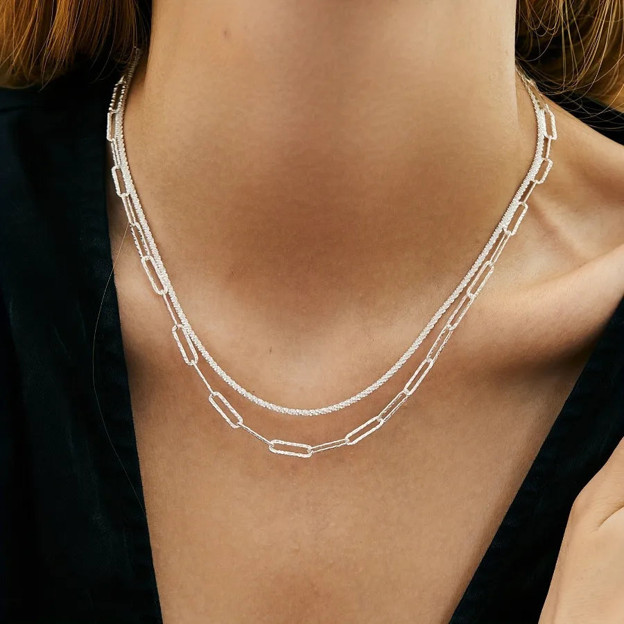 2pcs 925 Sterling Silver Necklace Bracelet set